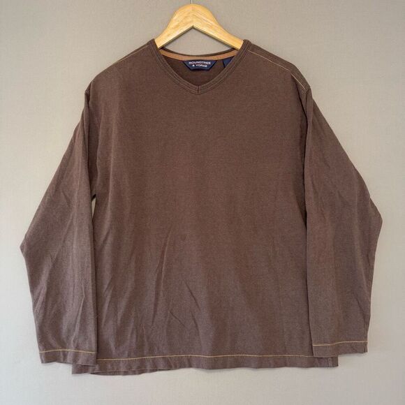 Round tree & Yorke Men’s Long Sleeve Brown Shirt Size Large Skater Style - Picture 1 of 8
